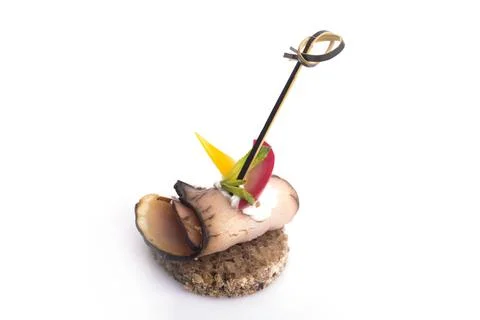 Many different canapes on a white background Stock-Fotos