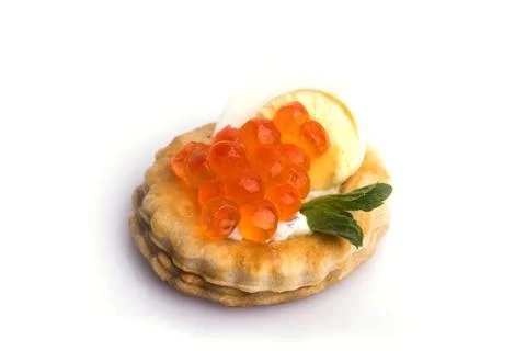 Many different canapes on a white background Foto stock