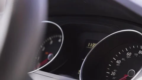 Many different car dashboard lights with warning lamps illuminated. Stock Footage 235988559