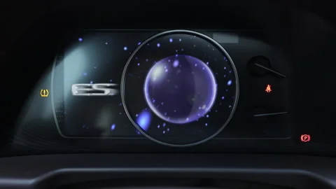 Many different car dashboard lights with warning lamps illuminated. Light symbol Stock Footage 266778121