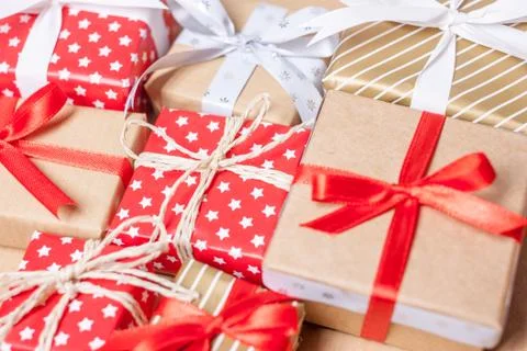 Many different christmas presents Stock Photos