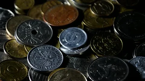 Many different coins collection Stock Footage 21434962
