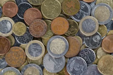 Many Different Coins Stock Photos