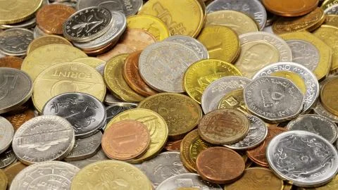 Many different coins set Foto stock