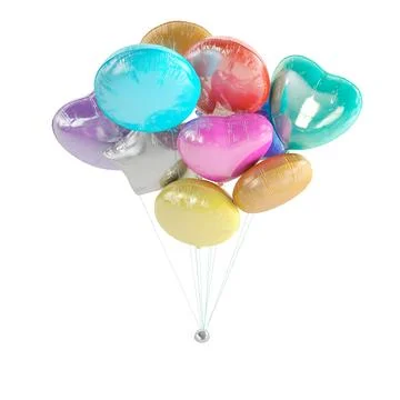 Many different colored balloons attached to each other on strings with a shadow Stock Illustration
