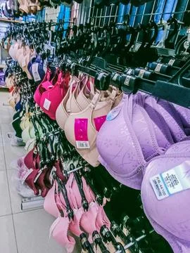 Many different colored bras Stock Photos