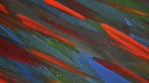 Many different colored lines painted bright paint on canvas close-up. Stock Footage 148010109