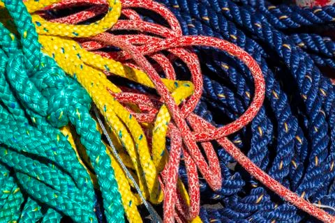 Many different colored ropes 스톡 사진