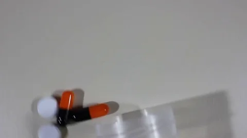 Many different colorful tablets in strips. Medicinal preparations, instrument Vídeo Stock 84871511