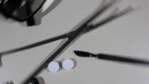 Many different colorful tablets in strips. Medicinal preparations, instrument Vídeo Stock 84871546