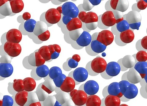 Many different coloured molecule shapes on a white backgrounds Stock-Illustration