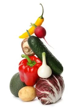 Many different delicious vegetables on white background 스톡 사진