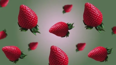 Many different diameters Ripe strawberry flying and wiggle Stock Footage 168620009