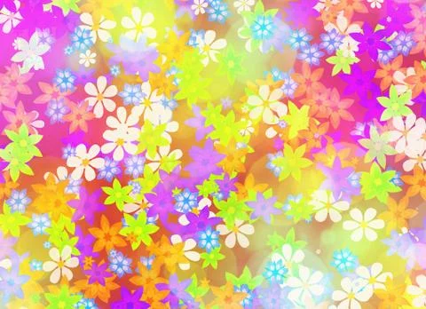 Many different multicolored open flowers background Stock-Illustration
