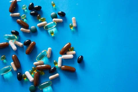 Many different pills Stock Photos