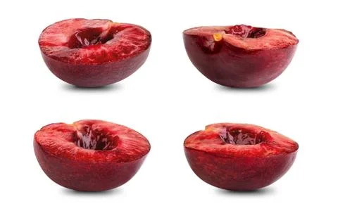 Many different positions of cherry halves Foto stock