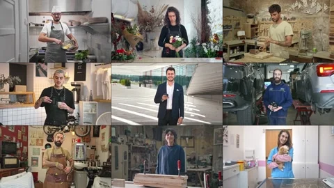 Many different profession collage. Employee people portraits. Workers diverse. Stock Footage 271221744