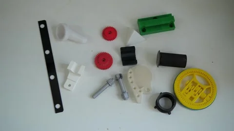 Many different shapes created on a 3D printer. 3D technology. Stock Footage 287582340