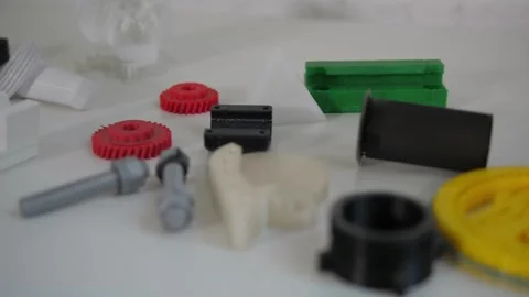 Many different shapes created on a 3D printer. 3D technology. Stock Footage 311151945