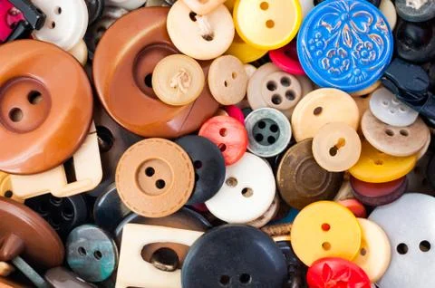 Many different sized and shaped buttons Stock Photos