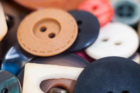 Many different sized and shaped buttons Stock Photos