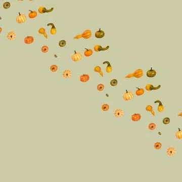 Many different small pumpkins from modern trending color background, art object Stock Photos