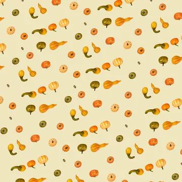 Many different small pumpkins from modern trending color background, art object Stock Photos