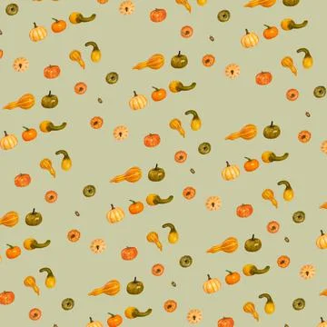 Many different small pumpkins from modern trending color background, art object Stock Photos