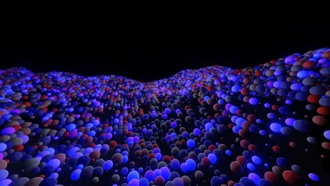 Many different spheres flash blue-violet light and move. looped computer animati Stock Footage 255551419