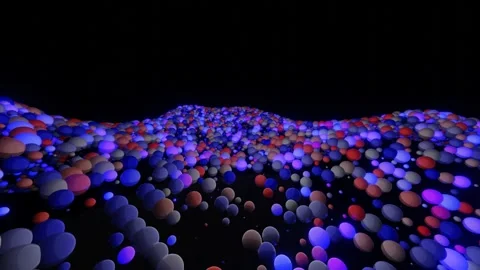 Many different spheres flash blue-violet light and move. looped computer animati Stock Footage 255551424