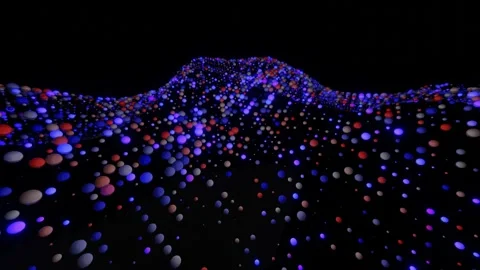 Many different spheres flash blue-violet light and move. looped computer animati Stock Footage 255551426