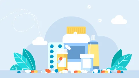 Many different tablets and capsules fall from top to bottom. Pharmacy, medicines Stock Footage 240193435