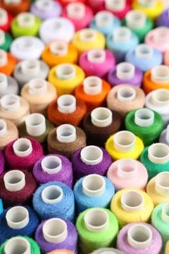 Many different thread spools as background 写真素材