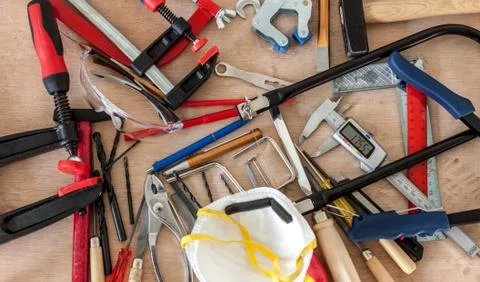 Many different tools in mess Stock Photos