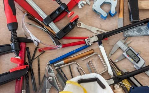 Many different tools in mess Stock Photos