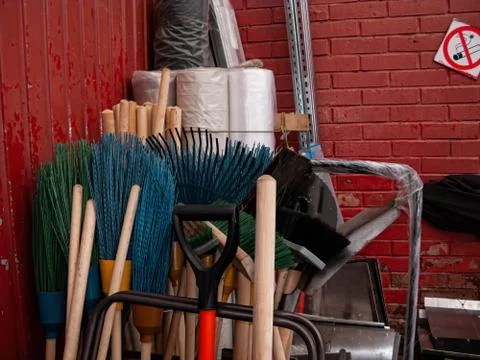 Many different tools for winter snow removal. Household tool. Stock Photos