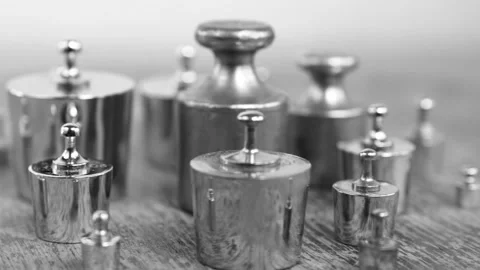 Many different weights to weigh Stock Footage 307508397