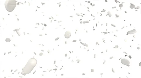 Many different white drugs falling, on white background (FULL HD) Stockbeeldmateriaal 47563055