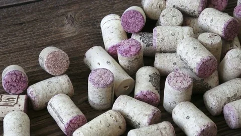 Many different wine corks. Closeup of wine corks. Video stock 82201664