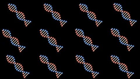 Many DNA spiral molecules rotating in space seamless loop animation background Stock Footage 111411513