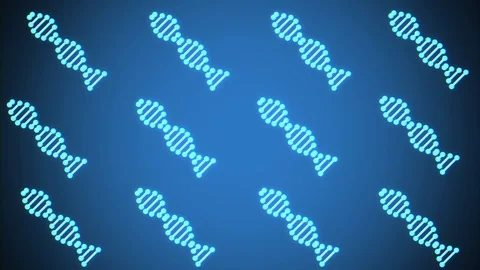 Many DNA spiral molecules rotating on screen seamless loop animation background Stock Footage 111411686