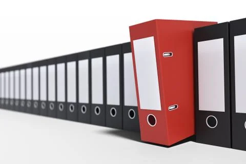 Many documents and folders in row. 3D rendered illustration. Stockillustratie
