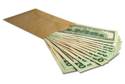 Many dollar bills in an envelope Stock Photos