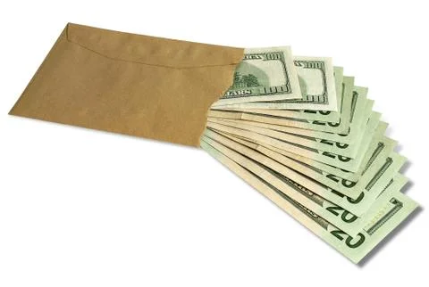 Many dollar bills in an envelope Stock Photos