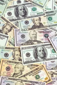Many dollar bills Stock Photos