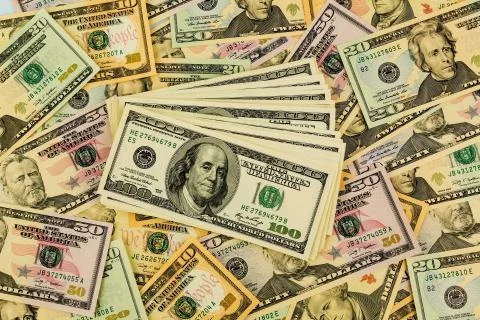 Many dollar bills Stock Photos