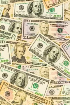 Many dollar bills Stock Photos