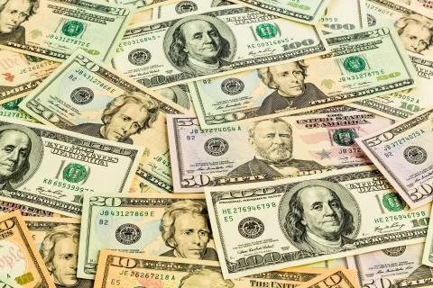 Many dollar bills Stock Photos