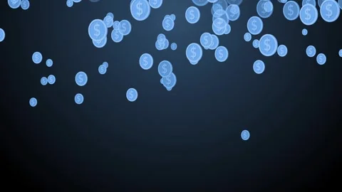 Many dollar coin icons falling showing money rain finance wealth and profit.. Stock Footage 336888149
