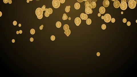 Many dollar coin icons falling showing money rain finance wealth and profit.. Stock Footage 336888167